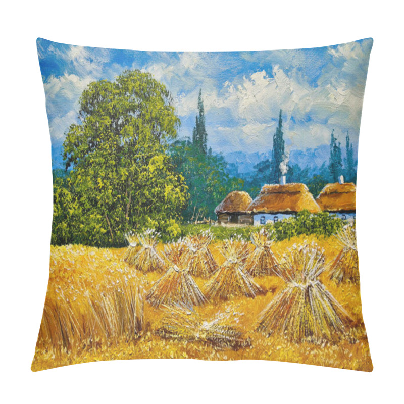 Personality   Oil Paintings Rural Landscape, Field In The Countryside Pillow Covers