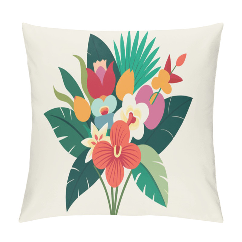 Personality  Vibrant Tropical Luxurious Flower Bouquet Vector Illustration Design Pillow Covers