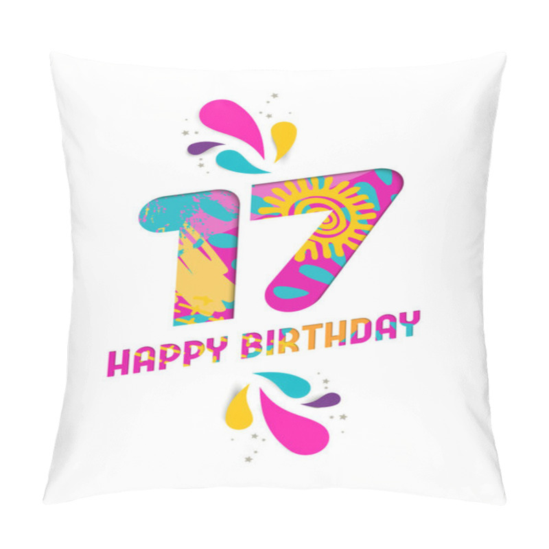 Personality  Happy Birthday 17 Year Paper Cut Greeting Card Pillow Covers