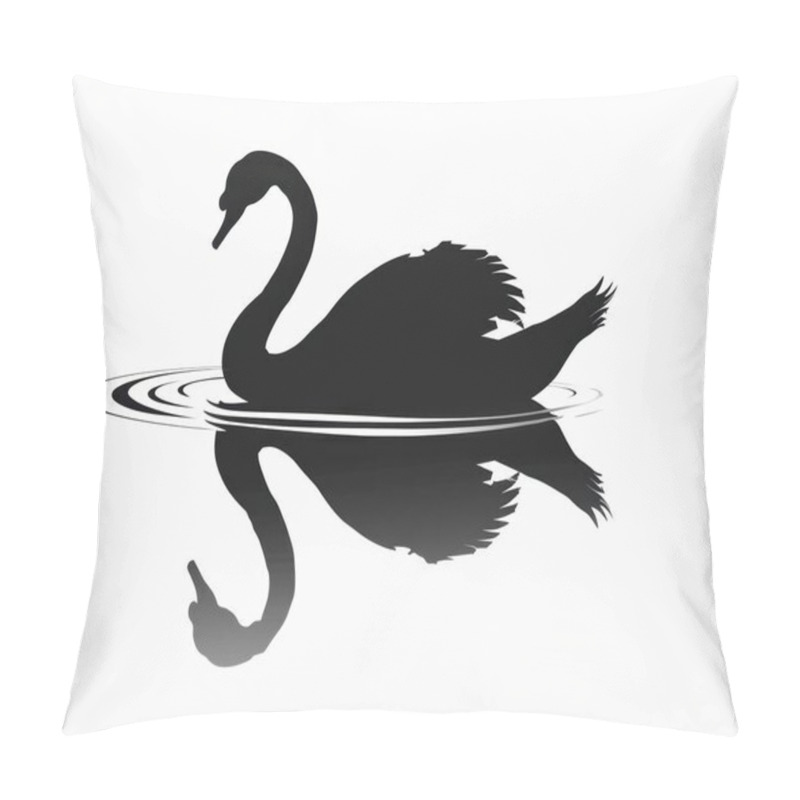 Personality  Elegant Black Swan Glides Gracefully On Serene Water, Creating Gentle Ripples Around Its Stunning Silhouette. Pillow Covers