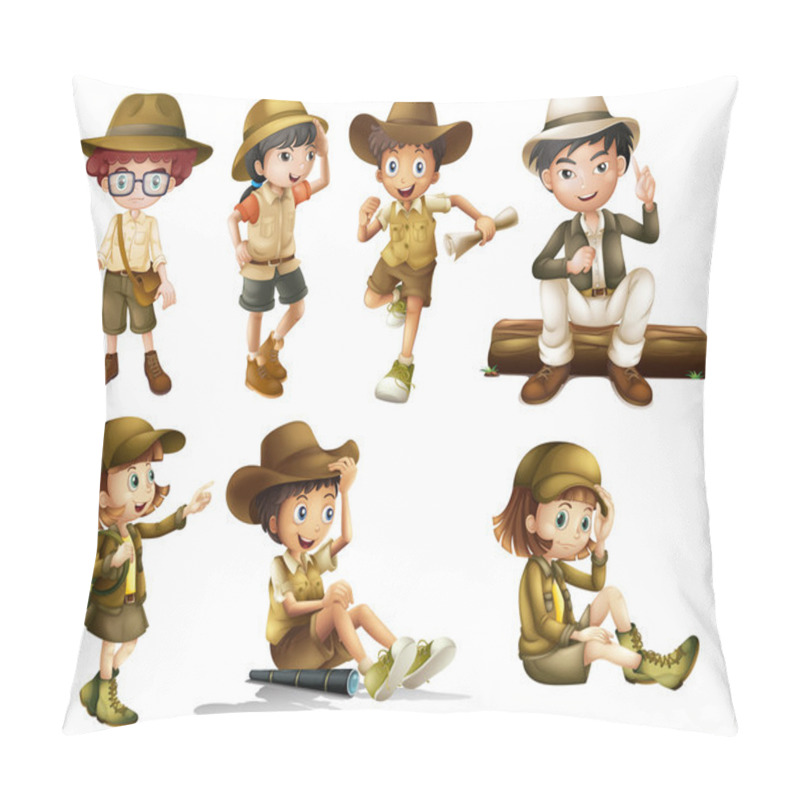 Personality  Boys And Girls In Safari Costume Pillow Covers