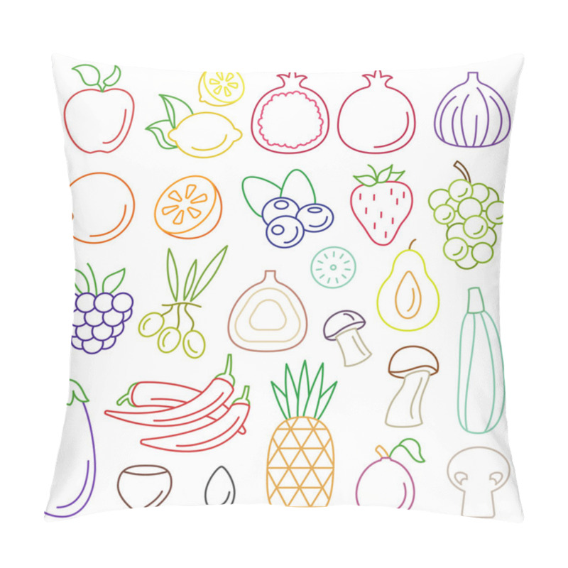 Personality  Line Art Set Of Fruits And Vegetables Pillow Covers