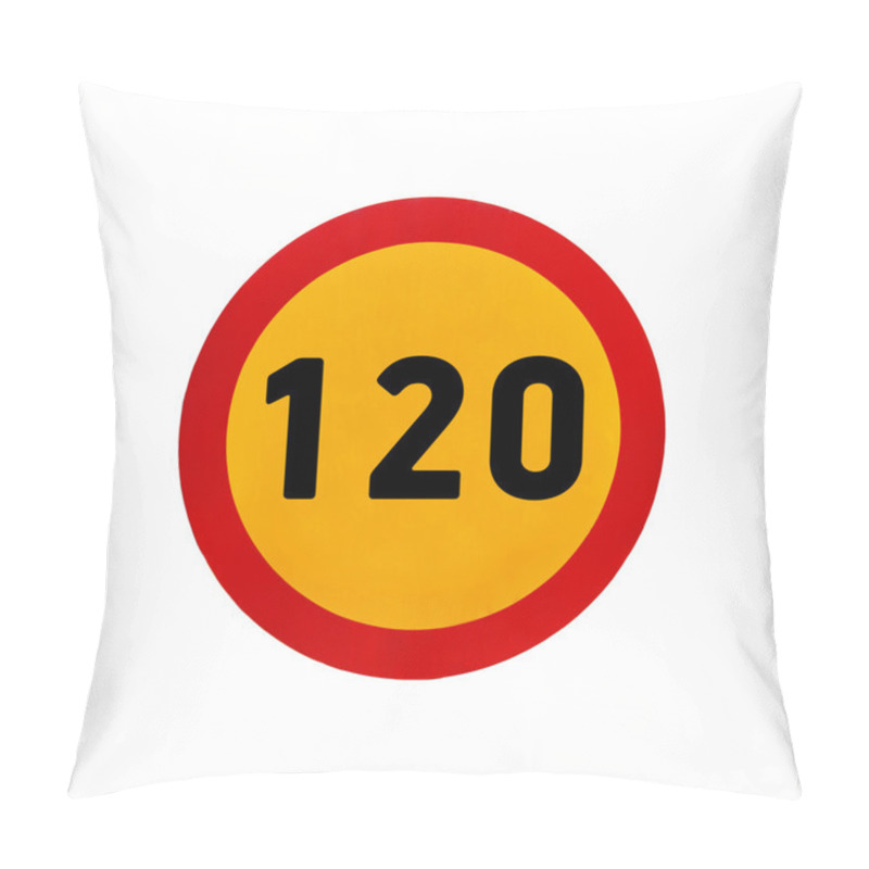 Personality  Yellow Round Speed Limit 120 Road Sign Pillow Covers