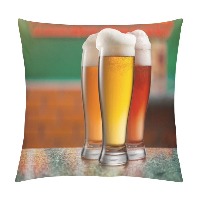 Personality  Different Beer In Glasses In Pub Pillow Covers