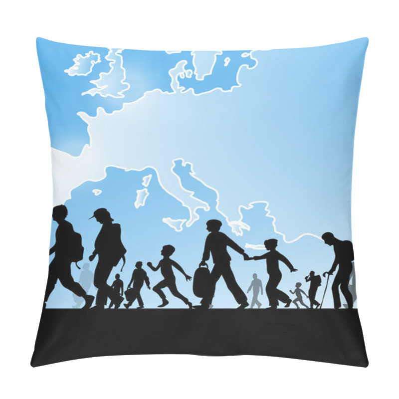 Personality  Immigration People On Europe Map Background Pillow Covers