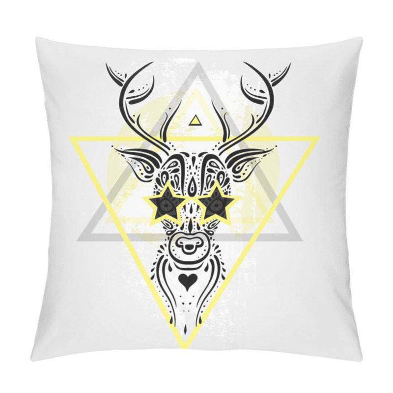 Personality  Deer Head. Tribal Pattern. Pillow Covers