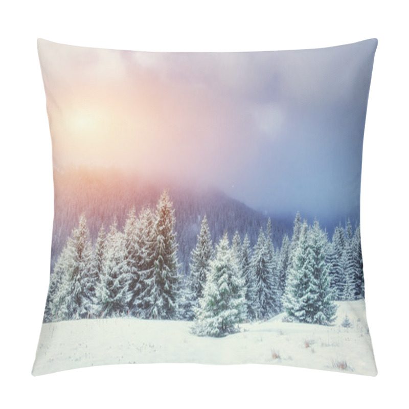 Personality  Mysterious Winter Landscape With Fog Pillow Covers