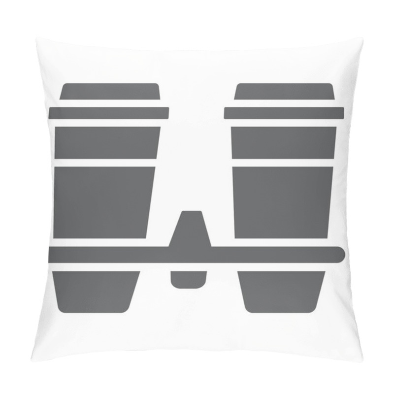 Personality  Take Away Coffee Cups Glyph Icon, Cofeee And Cafe, Coffee Holder Sign Vector Graphics, A Solid Pattern On A White Background, Eps 10. Pillow Covers