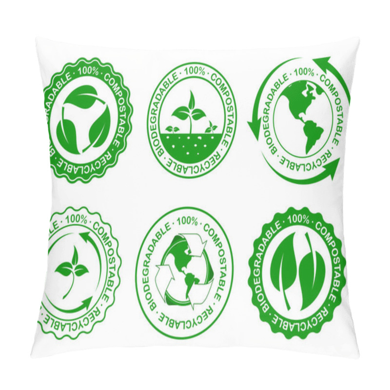 Personality  Green Bag Concept Or Biodegradable Plastic, Reuse, Reduce And Recyclable Concept  Pillow Covers