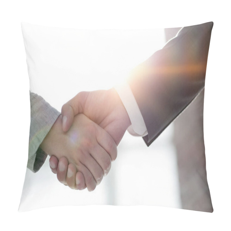 Personality  Business People Shaking Hands Isolated On White Background Pillow Covers