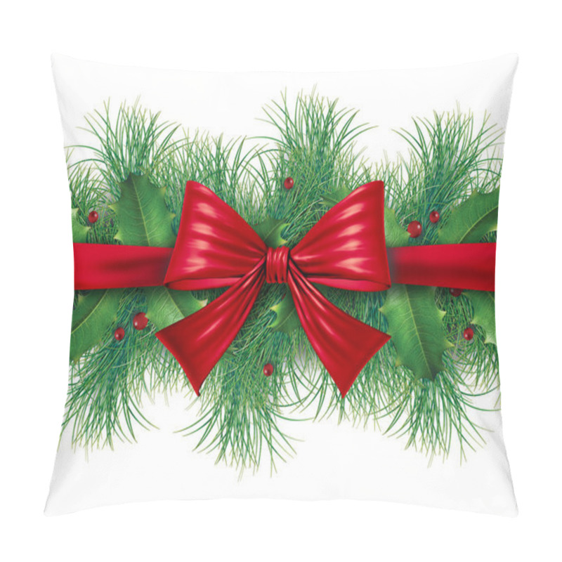 Personality  Red Bow With Pine Border Pillow Covers