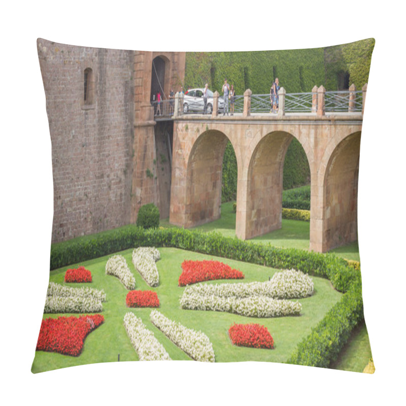 Personality  Gate Of Castillo De Montjuic In Summer. Pillow Covers