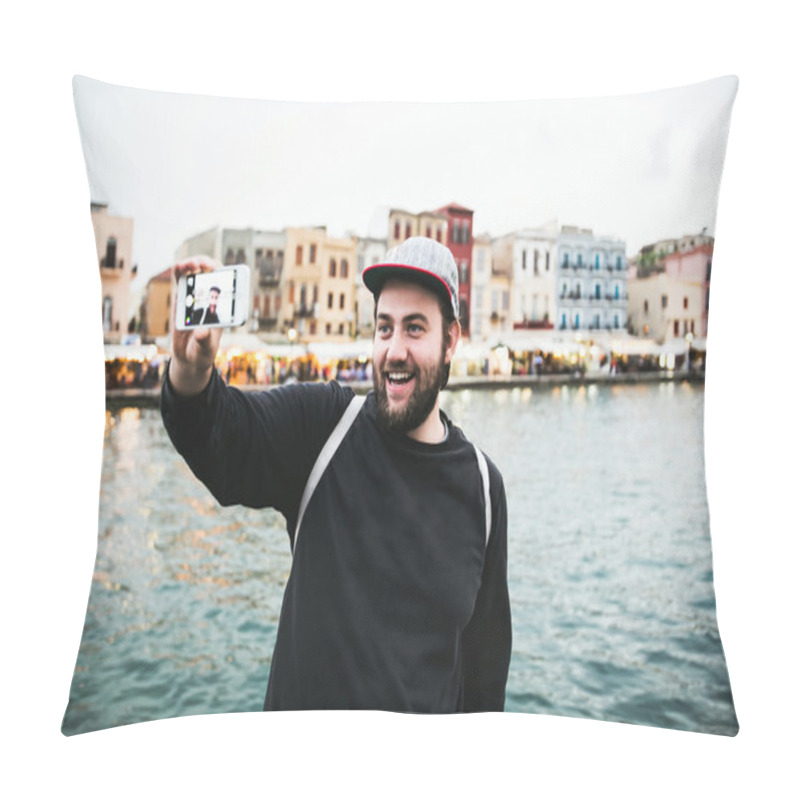 Personality  Man Tourist Take Travel Selfie Pillow Covers