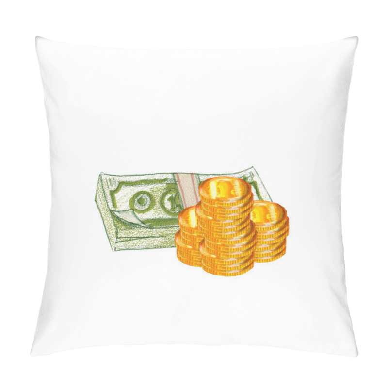 Personality  Money, Banknotes And Coins Pillow Covers