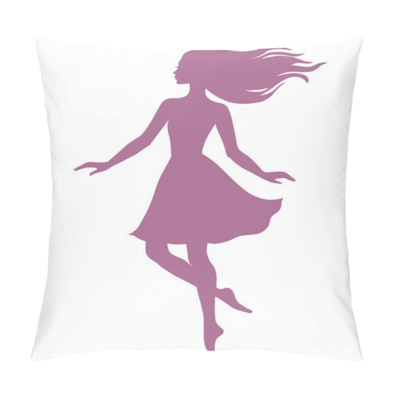 Personality  Hand Drawn Dancing Girl, Vector Silhouette Illustration. Pillow Covers