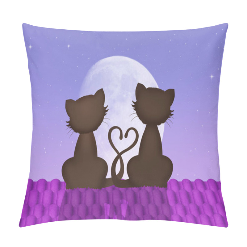 Personality  Cats In Love On Roof Pillow Covers