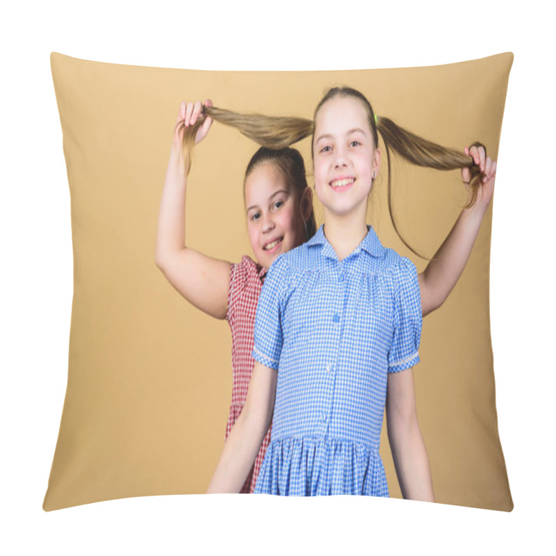 Personality  Happy Children Play Together. Having Sister Is Always Fun. Best Friends Forever. Happy Childhood. Girls Sisters Having Fun Together. Adorable Sisters Smiling Faces. Family Love. Sisterhood Concept Pillow Covers