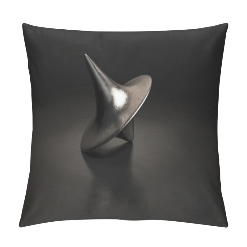 Personality  A Slightly Scratched Die-cast Lead Spinning Top In A Resting Position On A Dark Background - 3D Render Pillow Covers