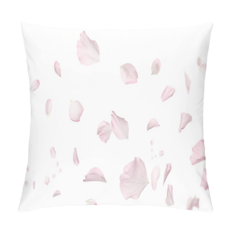 Personality  Beautiful Sakura Flower Petals Flying On White Background. Banner Design Pillow Covers