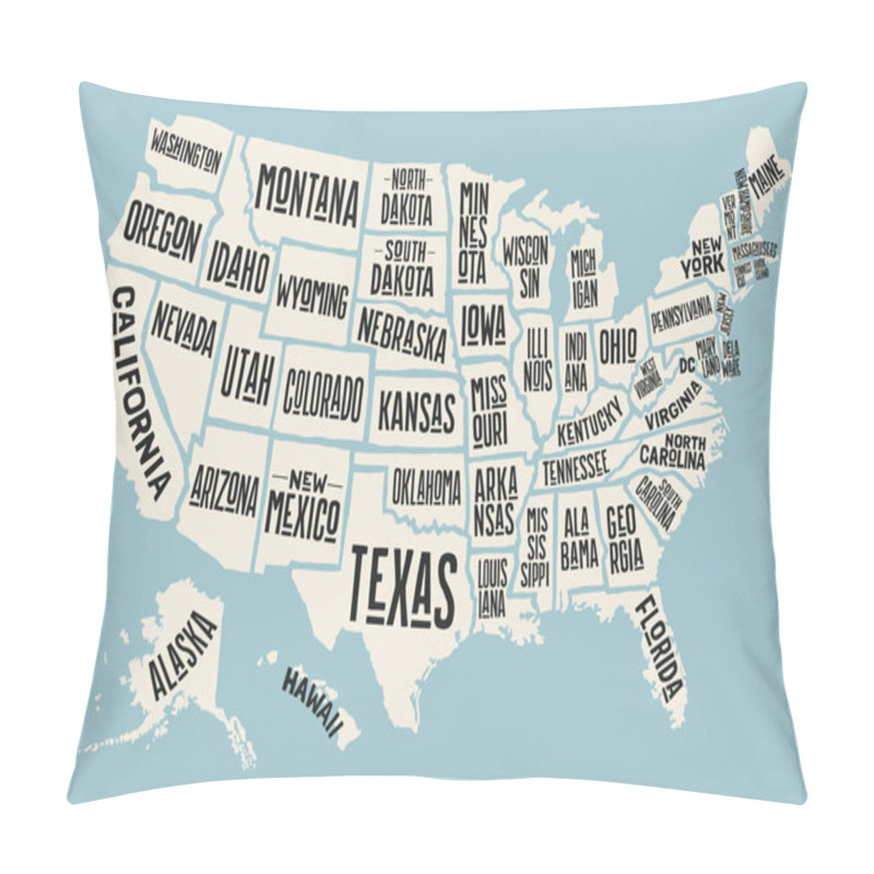 Personality  Poster Map Of United States Pillow Covers