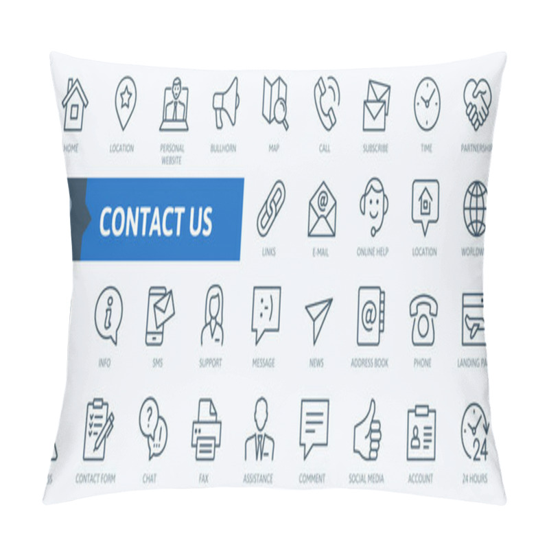 Personality  Contact Us -  Minimal Thin Line Web Icon Set. Outline Icons Collection. Simple Vector Illustration. Pillow Covers