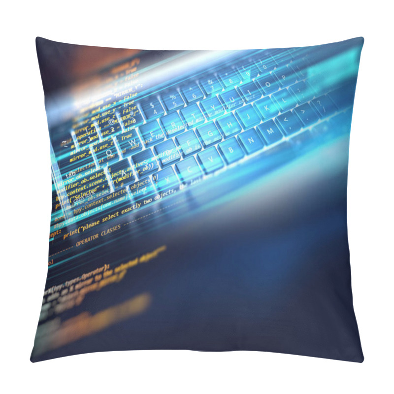 Personality  Programming Code Abstract Technology Background Of Software Deve Pillow Covers