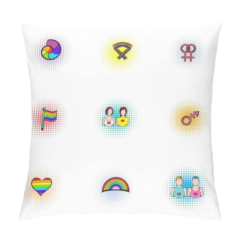 Personality  Gender Minorities Icons Set, Pop-art Style Pillow Covers