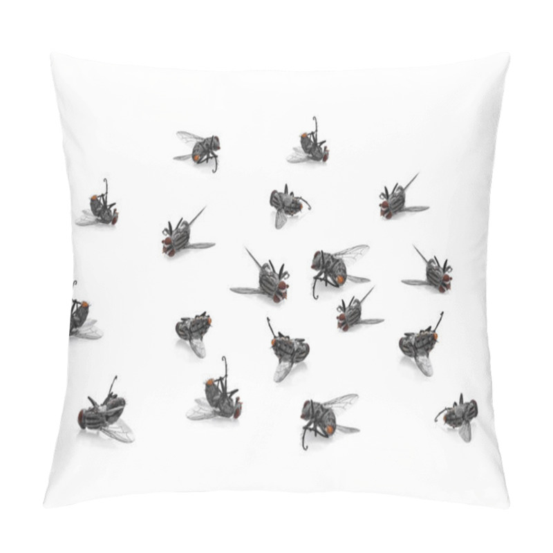 Personality  Many Dead Flies Isolated On White Background Pillow Covers