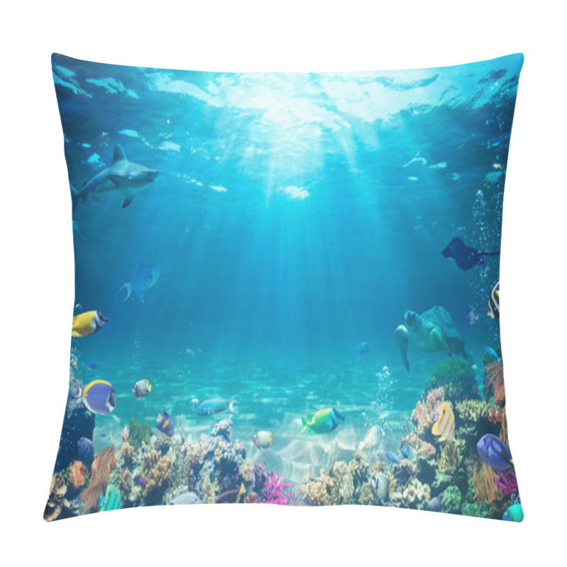 Personality  Underwater Diving - Tropical Scene With Sea Life In The Reef Pillow Covers