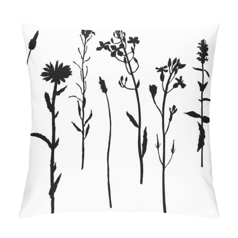 Personality  Set Of Herbs And Flowers Silhouettes Pillow Covers