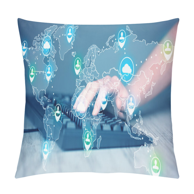 Personality  Keyboard With High Tech User Map Icons Pillow Covers