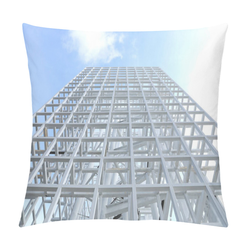 Personality  White Steel Beam Construction With Blue Sky Background Pillow Covers