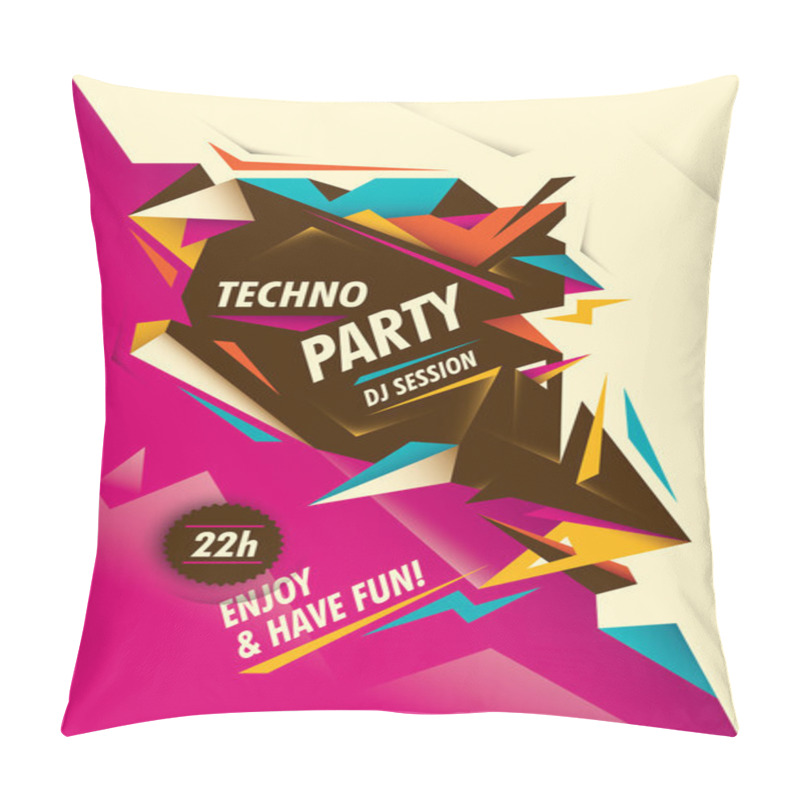 Personality  Techno Party Poster Design.  Pillow Covers