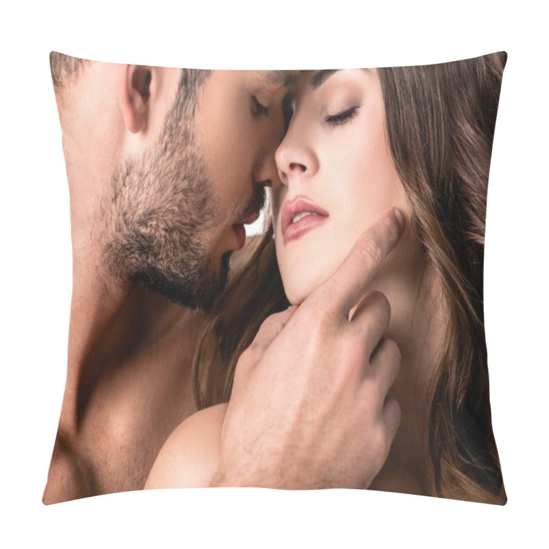 Personality  Acctractive Sensual Couple Isolated On White Pillow Covers