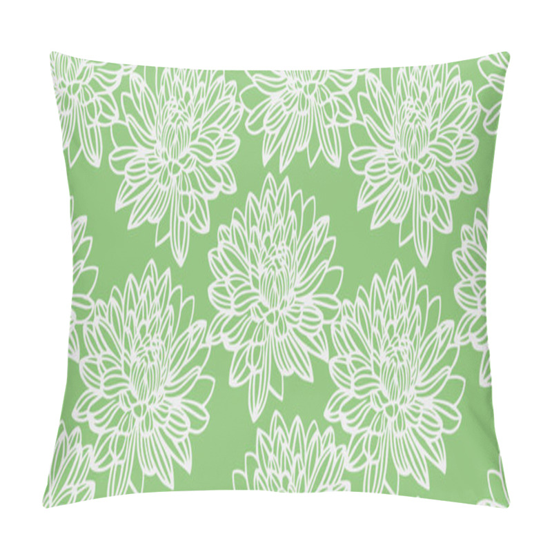 Personality  Minimalist Seamless Floral Pattern With Large, Detailed Line-drawn Flowers On Green Background. Perfect For Modern Textiles, Packaging, Wallpaper, And Home Decor, Sophisticated Monochrome Look. Pillow Covers