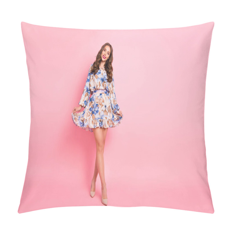 Personality  Nice Lady Ready For Prom Night Wear Cute Dress Isolated Pink Background Pillow Covers