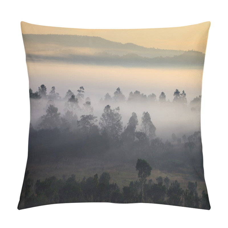 Personality  Misty Morning Sunrise In Mountain At Thung Salang Luang National Pillow Covers