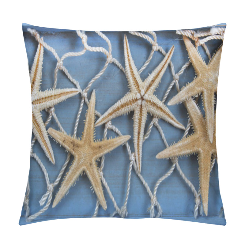 Personality  Set Of Sea Shells Collection On A Blue Close-up Background Pillow Covers