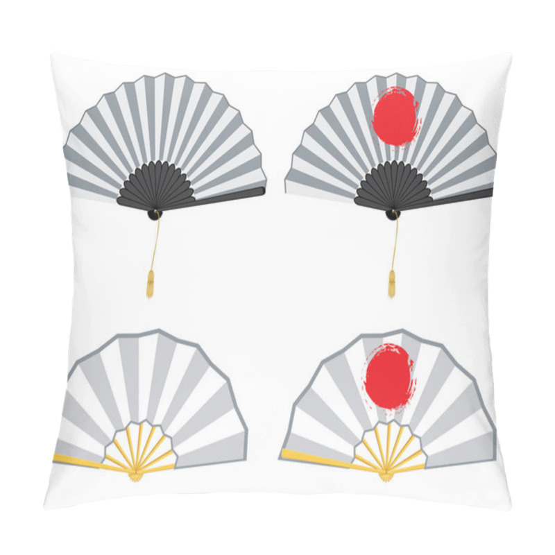 Personality  Collection Of Decorative Oriental Folding Paper Fans On White. Pillow Covers