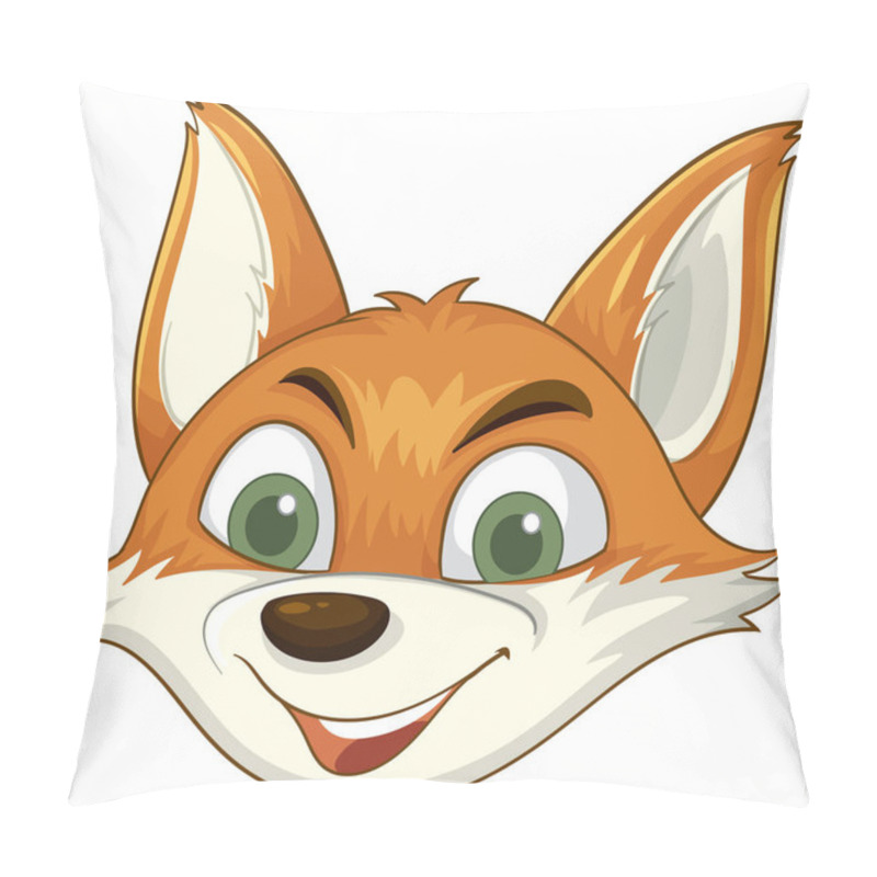 Personality  Smiling Fox Face With Big Green Eyes Pillow Covers