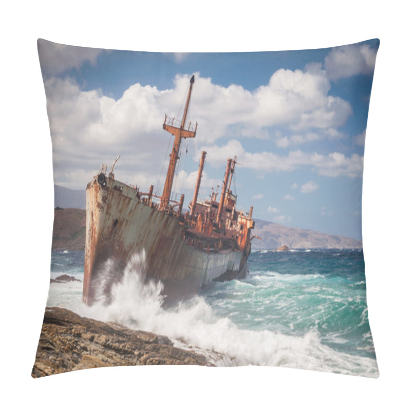 Personality  Abandoned Shipwreck On Andros, Greece Pillow Covers