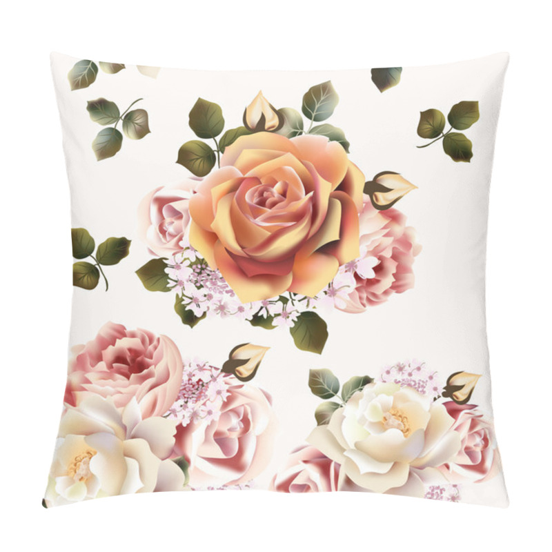 Personality  Beautiful Seamless Wallpaper Pattern With Rose Flowers Pillow Covers