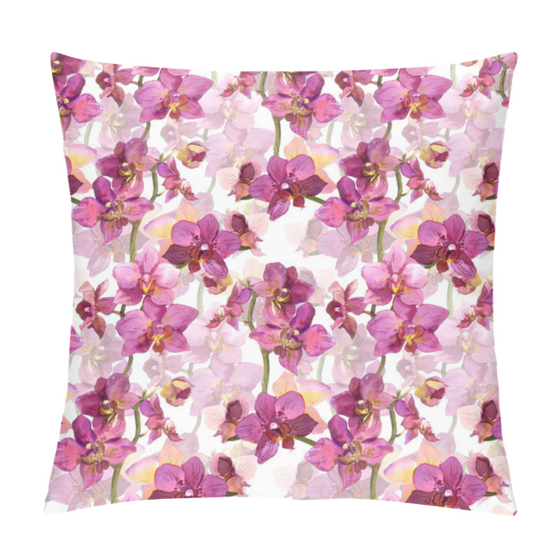 Personality  Seamless Hand Painted Repeated Pattern With Exotic Flowers Orchids Pillow Covers