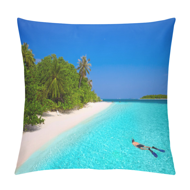 Personality  Man Snorkling In Tropical Island Pillow Covers