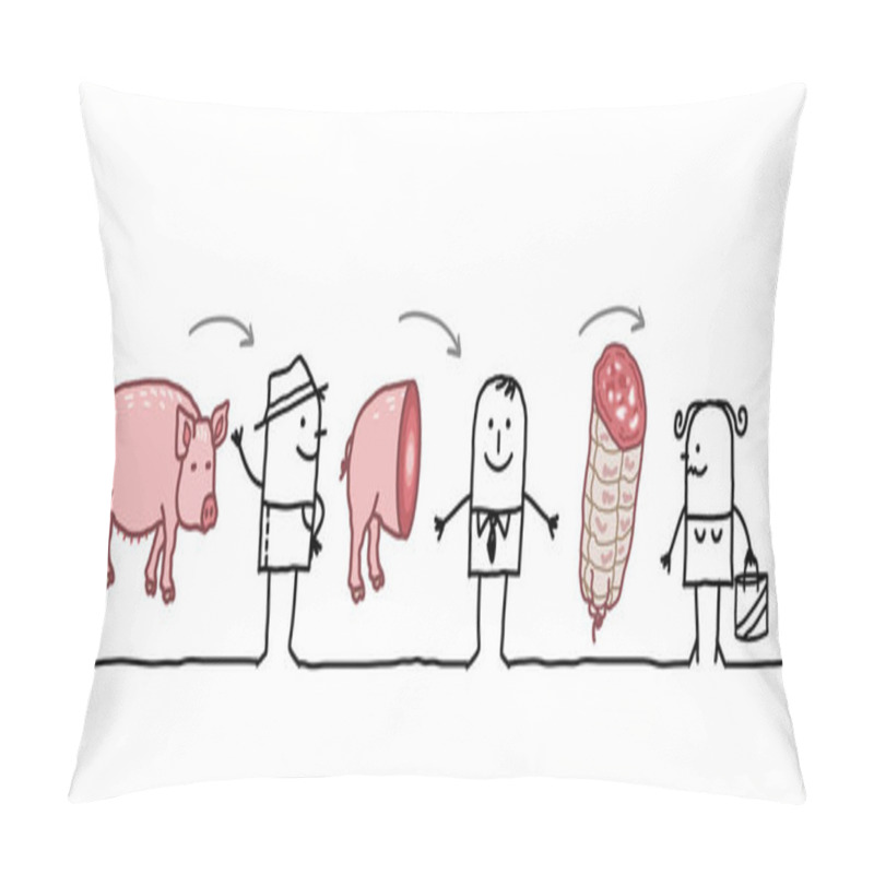 Personality  Cartoon Characters - Pork Production Chain Pillow Covers