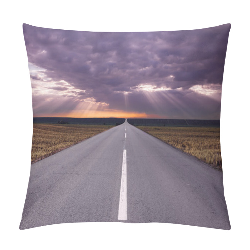 Personality  Empty Road Through Agricultural Fields Pillow Covers