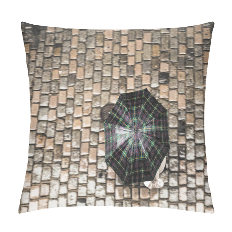 Personality  Top View Of Person With Umbrella In The City Pillow Covers