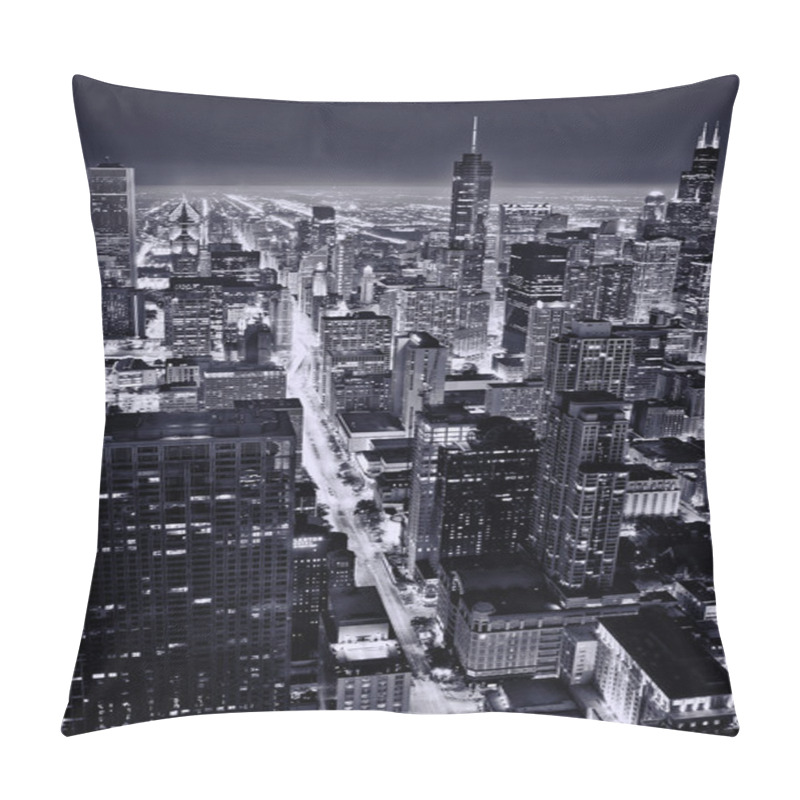 Personality  Aerial View Of Chicago Downtown Pillow Covers