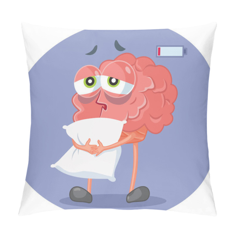 Personality  Tired Brain Feeling Exhausted Suffering From Insomnia Vector Illustration Pillow Covers