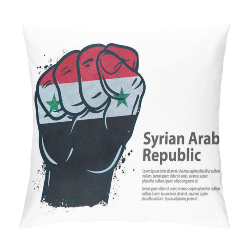 Personality  Fist.  Flag Syria. Vector Illustration Pillow Covers